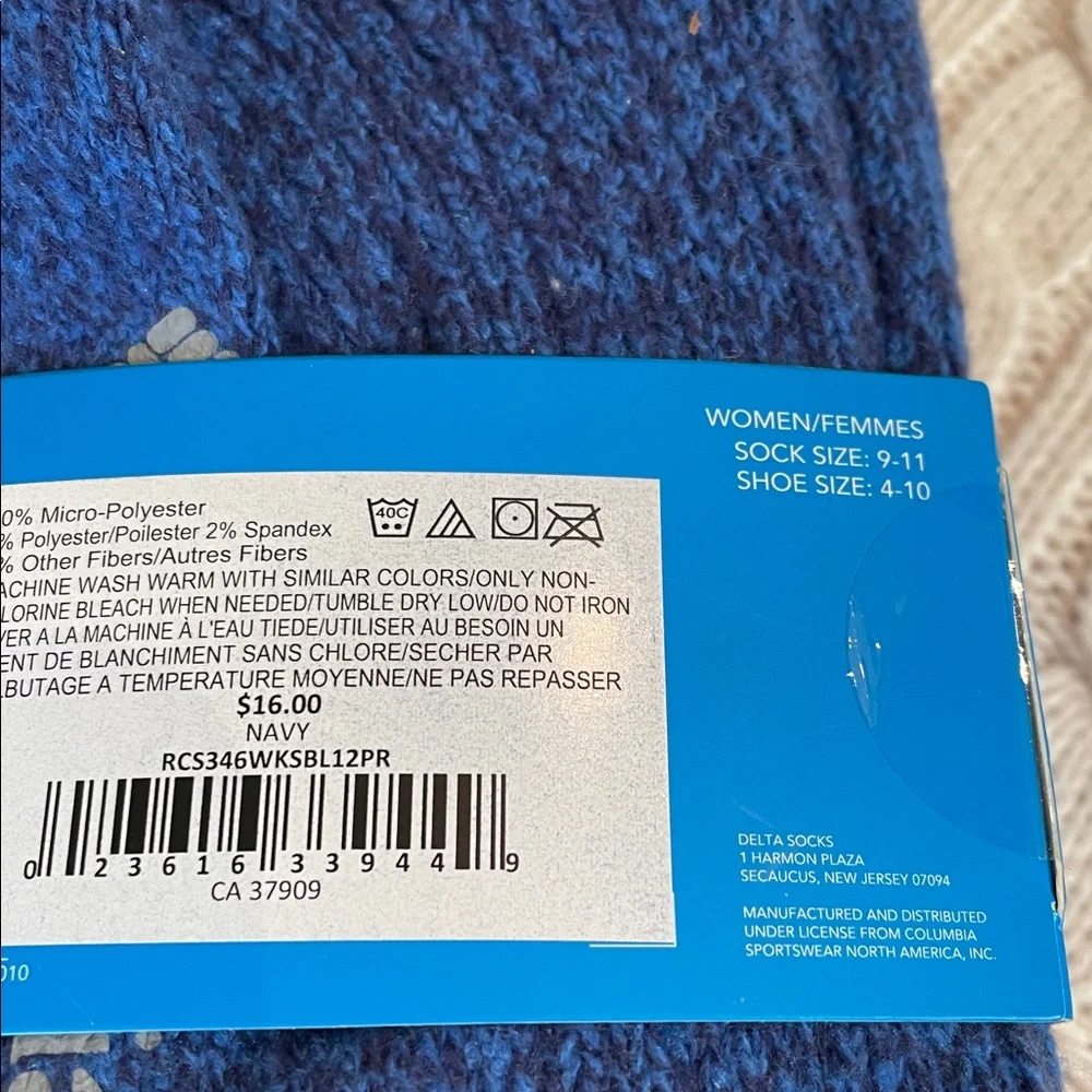 NWT blue Women’s Columbia 9-11 sock size Super soft Crew Mi-Chaussettes 2 prs
